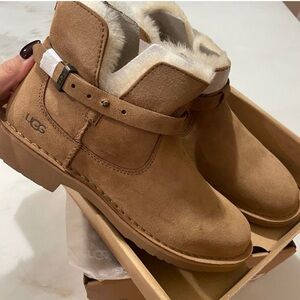 UGG Tan Ankle Boots with Shearling Lining